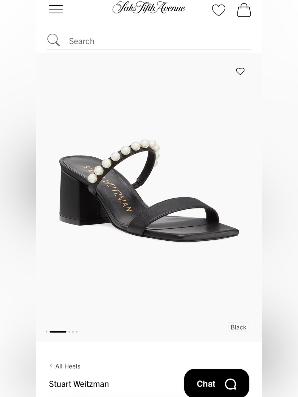 Stuart Weitzman Black Pearl-Trim Block Heel Mule Size 8 New No Box